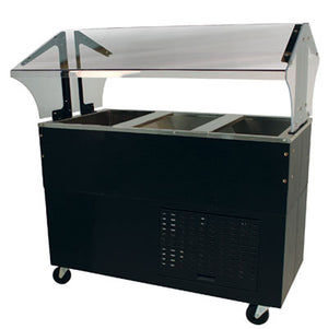 Mostrador de servicio con inserto frío asistido mecánicamente 47-1/8 x 35 x 53 pulg con ruedas con protector de alimentos