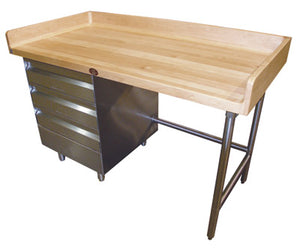 Mesa de trabajo con cubierta para panadería 84 x 30 pulg lado izquierdo galvanizado