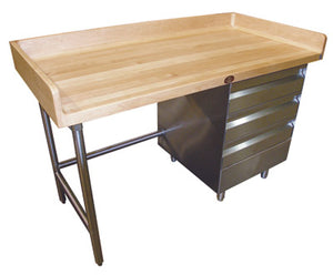 Mesa de trabajo con cubierta para panadería 60 x 30 pulg lado derecho galvanizado
