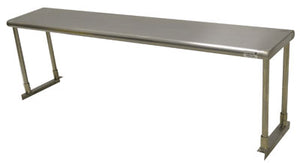 Repisa superior sencilla de mesa 96-1/4 pulg ancho x 12 pulg fondo x 14 pulg alto acero inoxidable 430 calibre 18