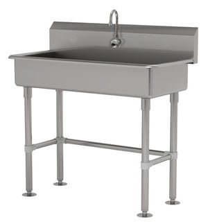 Tarja de servicio con patas 40 pulg ancho x 19-3/4 pulg fondo x 42-1/2 pulg alto acero inoxidable 304 calibre 16 con llave electrónica