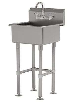 Tarja de servicio con patas 24 pulg ancho x 18 pulg fondo x 12 pulg profundidad acero inoxidable calibre 16 con llave