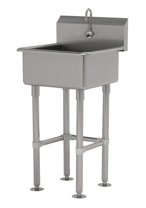 Tarja de servicio con patas 24 pulg ancho x 18 pulg fondo x 12 pulg profundidad acero inoxidable calibre 16 con llave electrónica