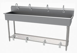 Lavamanos múltiple a muro 968 pulg ancho x 19-1/2 pulg fondo x 42-1/2 pulg alto acero inoxidable 304 calibre 16