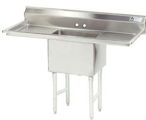 Tarja fabricada de 1 compartimento con escurridores derecho e izquierdo de 24 pulg acero inoxidable 304 calibre 16 tina 24 pulg x 24 pulg x 14 pulg prof.