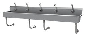 Lavamanos multiestación a muro con llave electrónica 100 x 19-1/2 x 25-1/2 pulg