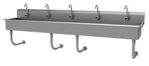 Lavamanos multiestación a muro con llave electrónica 100 x 19-1/2 x 29-1/2 pulg