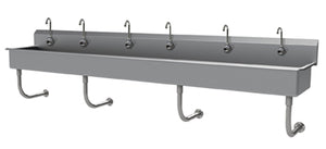 Lavamanos multiestación a muro con llave electrónica 120 x 19-1/2 x 29-1/2 pulg