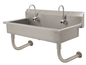 Lavamanos multiestación a muro con llave electrónica 48 x 19-1/2 x 25-1/2 pulg