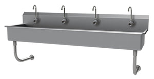Lavamanos multiestación a muro con llave electrónica 96 x 19-1/2 x 29-1/2 pulg