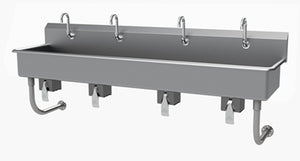 Lavamanos multiestación a muro con válvula de rodilla 80 x 19-1/2 x 29-1/2 pulg