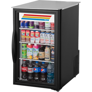 Refrigerador exhibidor de 20-3/8", sobre mostrador, 1 puerta, puertas de cristal, batientes, 3 repisas