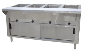 Mesa caliente eléctrica de 4 pozos con puertas 62-3/8 x 30-5/8 x 34-1/8 pulg