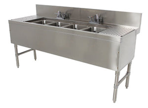 Tarja bajo barra Prestige de 4 tinas 72 x 25 x 36 pulg