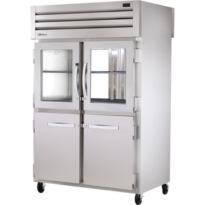Refrigerador vertical de doble acceso de 52-5/8", 4 puertas frontales y 2 traseras, puertas combinadas, medias puertas, batientes