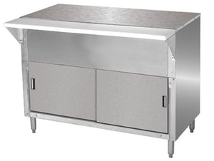 Mesa de superficie sólida 77-3/4 x 30-5/8 x 34-3/8 pulg con tabla de corte con base tipo gabinete y entrepaño inferior