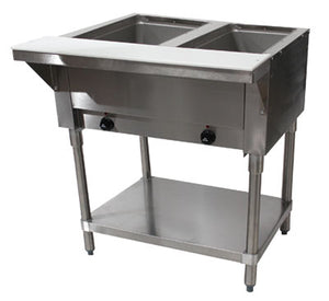 Mesa caliente 31-13/16 x 30-5/8 x 34-1/8 pulg acero inoxidable con 2 pozos eléctrica