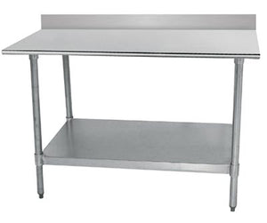 Mesa de trabajo Special Value de acero inoxidable 430 calibre 18 48 x 30 pulg con respaldo de 5 pulg