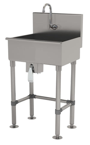 Tarja de servicio 22 pulg acero inoxidable 304 calibre 16 con válvula de rodilla y patas