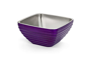 Bowl de servicio de doble pared cuadrado con patrón panal color morado