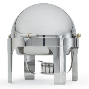 Chafer 6 qt New York, New York® redondo sobre mostrador con a roll-superior dome tapa, estándar inserto para agua y latón tri