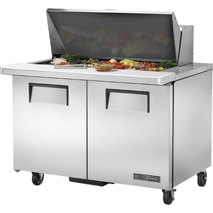 Mesa refrigerada para sandwiches y ensaladas de 48-3/8", mega top, 2 puertas, 4 repisas, 18 insertos