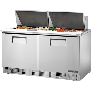 Mesa refrigerada para preparación de alimentos de 64-1/8", 2 puertas, 4 repisas, 24 insertos