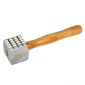 Ablandador de carne de aluminio de dos caras con mango de madera