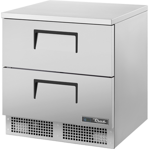Mesa refrigerada flat top bajo mostrador de 32-1/8", 2 cajones, 2 repisas