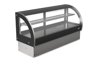 60" ancho 120 V curved-vidrio empotrable refrigerado exhibición carcasa con rear acceso