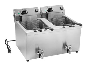 208-280 V 15 lb. servicio medio doble-pozo sobre mostrador fryer con drenaje