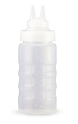 Dispensador flexible 16 oz Traex® transparente con doble punta™ tapa y kit adaptador de tapa