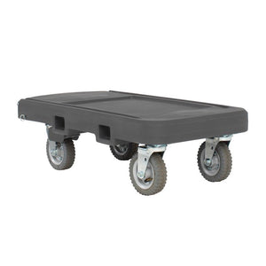Flatbed utility dolly en dark gris con 6” pneumatic wheels y straps