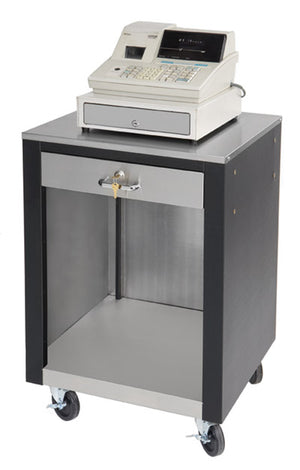Cashier Register Stand 22.5 pulg con ruedas acero inoxidable