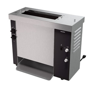 208 V vertical contact bun tostador con variable speed, silicone belt wraps y auxiliary bun calentador