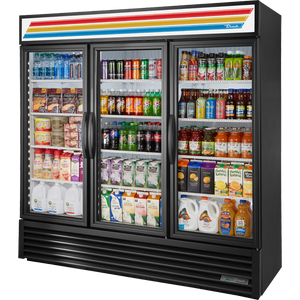 Refrigerador exhibidor de 78-1/8", 3 puertas, puertas de cristal, batientes