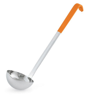 Cucharón 8 oz de una pieza uso rudo acero inoxidable con naranja Kool-Touch® mango