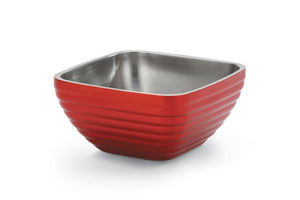 Bowl de servicio de doble pared cuadrado con patrón panal color rojo Dazzle