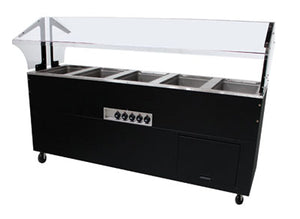 Mesa buffet portátil para alimentos calientes 77.75 pulg con ruedas con protector de alimentos