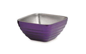 Bowl de servicio de doble pared cuadrado con patrón panal color morado