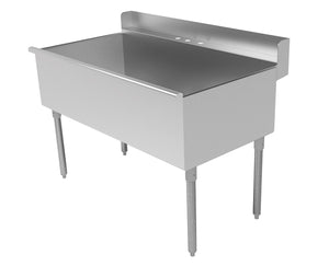 Tarja de fregado esquinas cuadradas de 1 compartimento con tina 24 x 48 pulg acero inoxidable 430 calibre 16