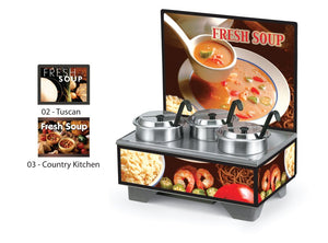 Exhibidor para sopa 120 V entero Con 4 qt accesorio kit, tablero de menú y Country Kitchen gráficos