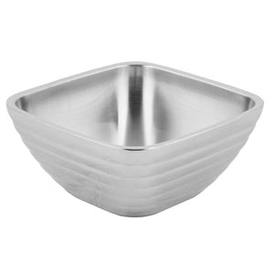 Bowl de servicio de acero inoxidable de doble pared 1.8 qt cuadrado con patrón panal