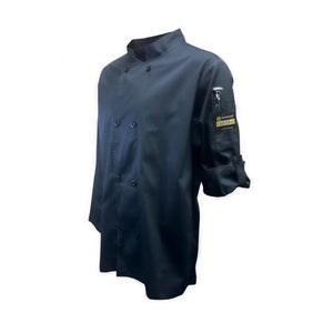 Filipina de chef Chef Regalia entallada ventilada, manga larga y puños franceses, talla XL, negra