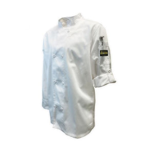 Filipina de chef Chef Regalia entallada ventilada, manga larga y puños franceses, talla M, blanca