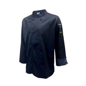 Filipina de chef para hombre Chef Regalia entallada, manga larga y puños franceses, talla XL, negra