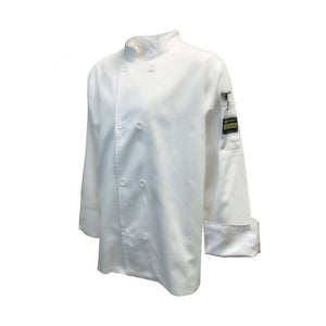 Filipina de chef para hombre Chef Regalia entallada, manga larga y puños franceses, talla XL, blanca