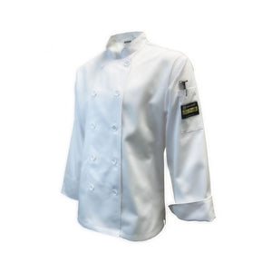 Filipina de chef para mujer Chef Regalia entallada, manga larga y puños franceses, talla M, blanca