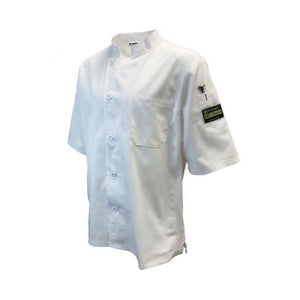 Camisa de chef Chef Regalia entallada ventilada de manga corta, talla L, blanca