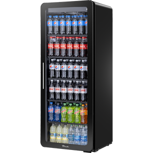 Refrigerador exhibidor de 24-7/8", cristal curvo, 1 puerta, puertas de cristal, batientes, 5 repisas